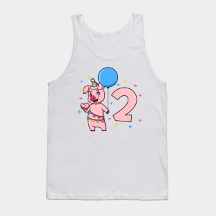 I am 2 with pig - kids birthday 2 years old Tank Top